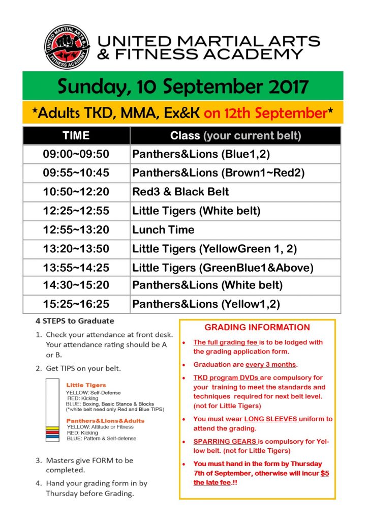 Grading Schedule September 2017
